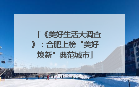 《美好生活大调查》：合肥上榜“美好焕新”典范城市