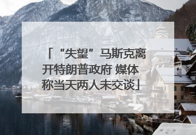 “失望”马斯克离开特朗普政府 媒体称当天两人未交谈