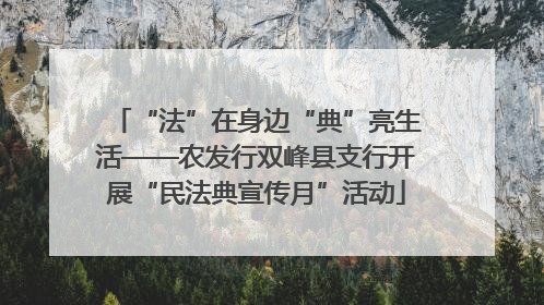 “法”在身边“典”亮生活——农发行双峰县支行开展“民法典宣传月”活动
