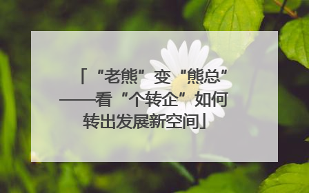 “老熊”变“熊总”——看“个转企”如何转出发展新空间