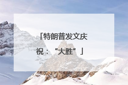 特朗普发文庆祝：“大胜”