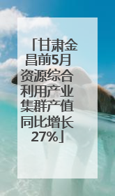 甘肃金昌前5月资源综合利用产业集群产值同比增长27%