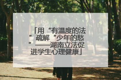 用“有温度的法”疏解“少年的愁”——湖南立法促进学生心理健康