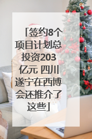 签约8个项目计划总投资203亿元 四川遂宁在西博会还推介了这些