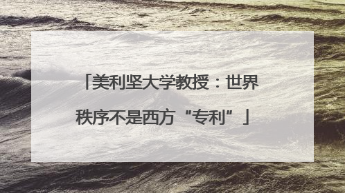 美利坚大学教授：世界秩序不是西方“专利”