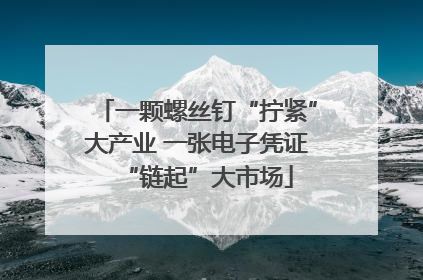 一颗螺丝钉“拧紧”大产业 一张电子凭证“链起”大市场