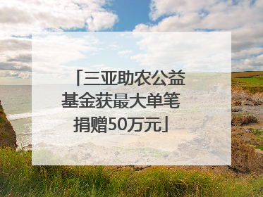 三亚助农公益基金获最大单笔捐赠50万元