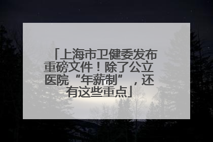 上海市卫健委发布重磅文件！除了公立医院“年薪制”，还有这些重点