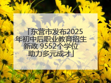 东营市发布2025年初中后职业教育招生新政 9552个学位助力多元成才