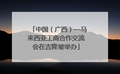 中国（广西）—马来西亚工商合作交流会在吉隆坡举办