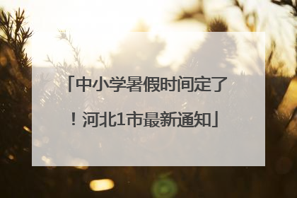 中小学暑假时间定了！河北1市最新通知