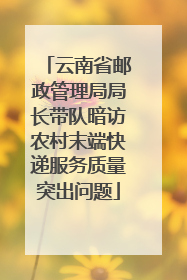 云南省邮政管理局局长带队暗访农村末端快递服务质量突出问题