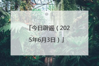 今日辟谣（2025年6月3日）