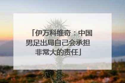 伊万科维奇：中国男足出局自己会承担非常大的责任