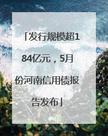发行规模超184亿元，5月份河南信用债报告发布