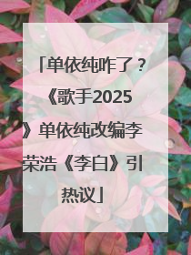 单依纯咋了？《歌手2025》单依纯改编李荣浩《李白》引热议