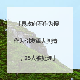 县政府不作为慢作为引发重大舆情,25人被处理