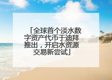全球首个淡水数字资产代币于迪拜推出，开启水资源交易新尝试