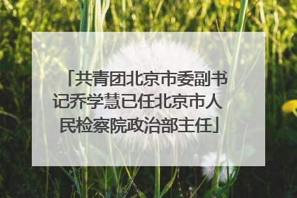 共青团北京市委副书记乔学慧已任北京市人民检察院政治部主任