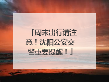 周末出行请注意！沈阳公安交警重要提醒！