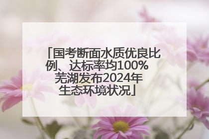 国考断面水质优良比例、达标率均100% 芜湖发布2024年生态环境状况