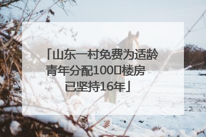 山东一村免费为适龄青年分配100㎡楼房 已坚持16年