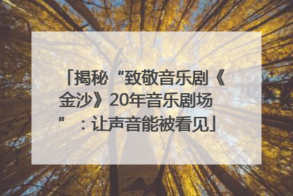 揭秘“致敬音乐剧《金沙》20年音乐剧场”：让声音能被看见