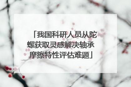 我国科研人员从陀螺获取灵感解决轴承摩擦特性评估难题
