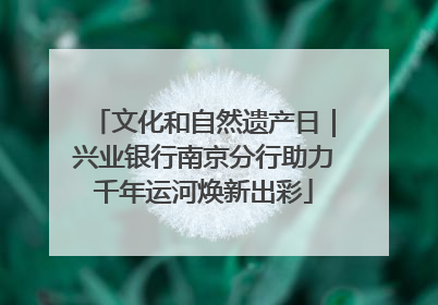 文化和自然遗产日｜兴业银行南京分行助力千年运河焕新出彩