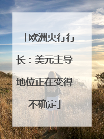 欧洲央行行长：美元主导地位正在变得不确定