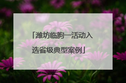 潍坊临朐一活动入选省级典型案例
