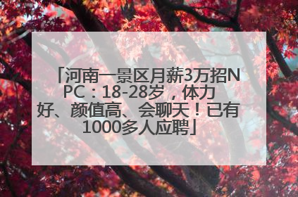 河南一景区月薪3万招NPC：18-28岁，体力好、颜值高、会聊天！已有1000多人应聘