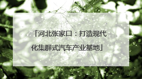 河北张家口：打造现代化集群式汽车产业基地