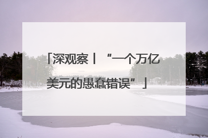 深观察丨“一个万亿美元的愚蠢错误”
