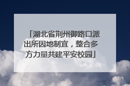 湖北省荆州御路口派出所因地制宜，整合多方力量共建平安校园