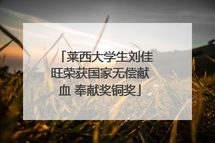莱西大学生刘佳旺荣获国家无偿献血 奉献奖铜奖