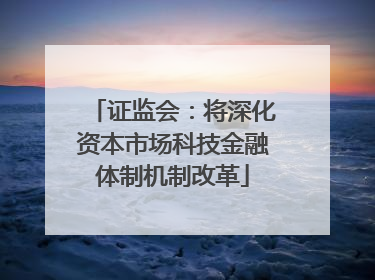 证监会：将深化资本市场科技金融体制机制改革