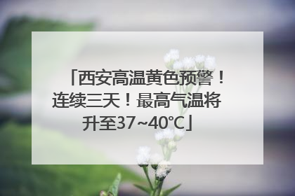 西安高温黄色预警！连续三天！最高气温将升至37~40℃
