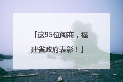 这95位闽商，福建省政府表彰！