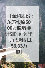 金科股份：东方银原5000万股增持计划时间过半，已增持1156.33万股