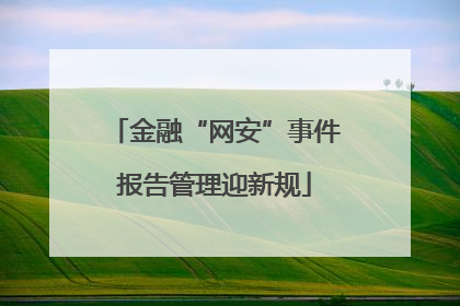 金融“网安”事件报告管理迎新规