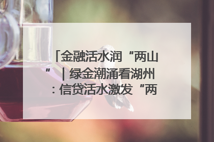 金融活水润“两山”｜绿金潮涌看湖州：信贷活水激发“两山”转化势能