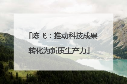 陈飞：推动科技成果转化为新质生产力