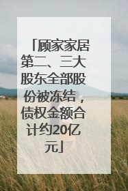 顾家家居第二、三大股东全部股份被冻结，债权金额合计约20亿元
