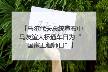 马尔代夫总统宣布中马友谊大桥通车日为“国家工程师日”