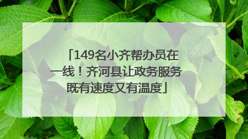 149名小齐帮办员在一线！齐河县让政务服务既有速度又有温度