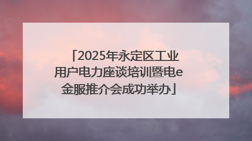 2025年永定区工业用户电力座谈培训暨电e金服推介会成功举办