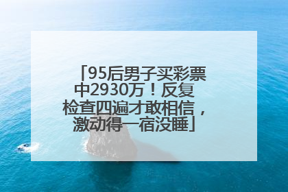 95后男子买彩票中2930万！反复检查四遍才敢相信，激动得一宿没睡
