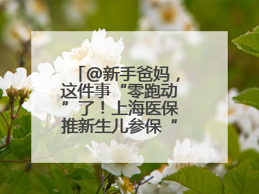 @新手爸妈，这件事“零跑动”了！上海医保推新生儿参保“免申办”服务