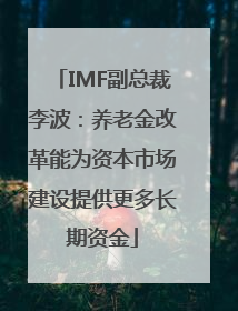 IMF副总裁李波：养老金改革能为资本市场建设提供更多长期资金